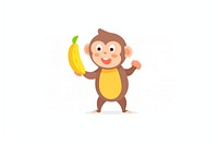 A Monkey holding banana cartoon cute representation.