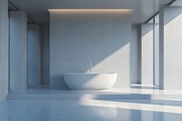 Empty scene of modern bathroom bathtub floor architecture.