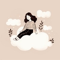 A girl sleeping on cloud drawing outdoors nature. AI generated Image by rawpixel.