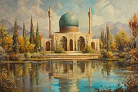 Islamic architecture painting building outdoors.