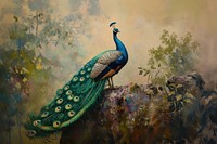 A 1970 peacock elegance painting feather.