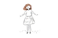 Hand-drawn illustration girl laughing drawing sketch white.