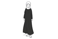 Hand-drawn illustration muslim girl drawing fashion sleeve.