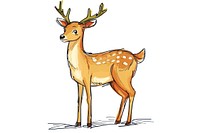 Hand-drawn sketch cartoon deer wildlife animal mammal.