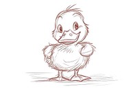Hand-drawn sketch cute duck drawing animal bird.