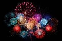 Fireworks exploding with different shapes outdoors night black background. AI generated Image by rawpixel.
