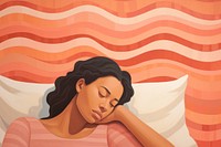 A woman on bed insomnia art sleeping cartoon. AI generated Image by rawpixel.