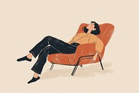A woman lying on a armchair furniture cartoon adult. AI generated Image by rawpixel.