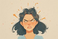 Annoyed woman with negative energy on her head cartoon drawing sketch. AI generated Image by rawpixel.