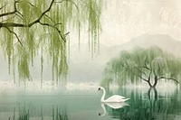 Willow tree swan outdoors.
