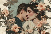 Flower portrait kissing adult.
