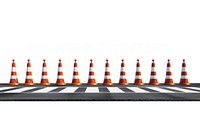 Road barriers barricade cone line.