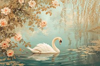 Painting swan outdoors animal.