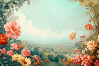 Painting flower backgrounds outdoors.