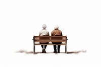 Elderly couple sitting on a bench adult love togetherness.