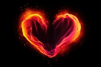 A heartshape glowing fire illuminated.