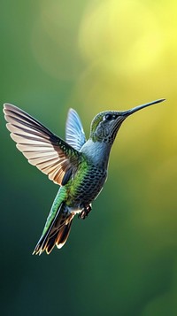 Full body of a flying humming bird hummingbird wildlife animal.