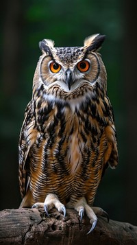 Full body of an owl wildlife animal beak.