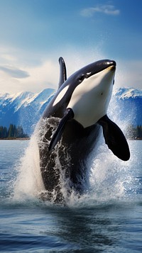 Full body of orca wildlife animal mammal.