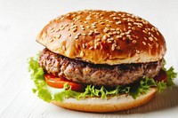 Grilled hamburger meat food vegetable condiment. AI generated Image by rawpixel.