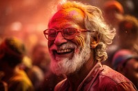 Holi festival laughing portrait.