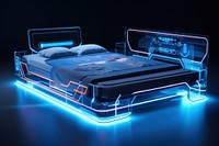 High-technology bed furniture light illuminated.