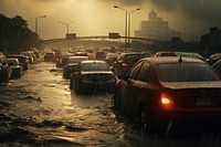 Rain storm outdoors traffic vehicle. AI generated Image by rawpixel.