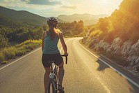 Woman cyclist riding a bike bicycle vehicle cycling.