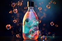 Mock up bottle of shampoo perfume bubble drink.