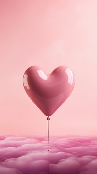  Pink heart balloon celebration mid-air helium. AI generated Image by rawpixel.