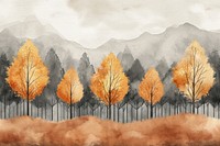 Autumn forest painting landscape outdoors.