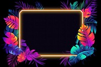 Tropical neon frame light glowing purple.