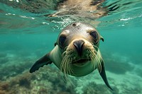Underwater photo of sea lion animal outdoors mammal.