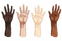 Vector illustration human hands with disserent skin colours finger creativity variation.