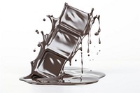Chocolate bar sculpture melting white background splashing falling.