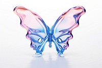 Melting flying butterfly purple glass art.