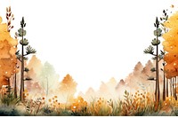 Cute autumn forest border landscape outdoors painting.