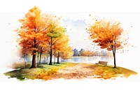 Autumn park landscape border painting outdoors nature.