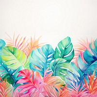 Neon tropical leaves border painting pattern plant.