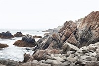 Coastal rocks shore outdoors horizon nature.