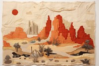 Castle in desert landscape painting tapestry.