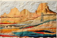 Castle in desert quilt art backgrounds.