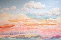 Pastel cloudy sky landscape painting outdoors.