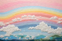 Pastel rainbow sky landscape painting outdoors.