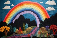 Rainbow pattern quilt art.