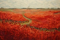 Roses field landscape outdoors painting.