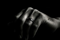 Finger wearing ring jewelry black white.