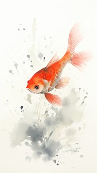 Cat fish goldfish painting animal.