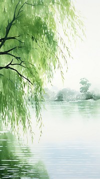 Willow green tree lake.