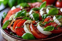 Caprese salad plate food mozzarella.